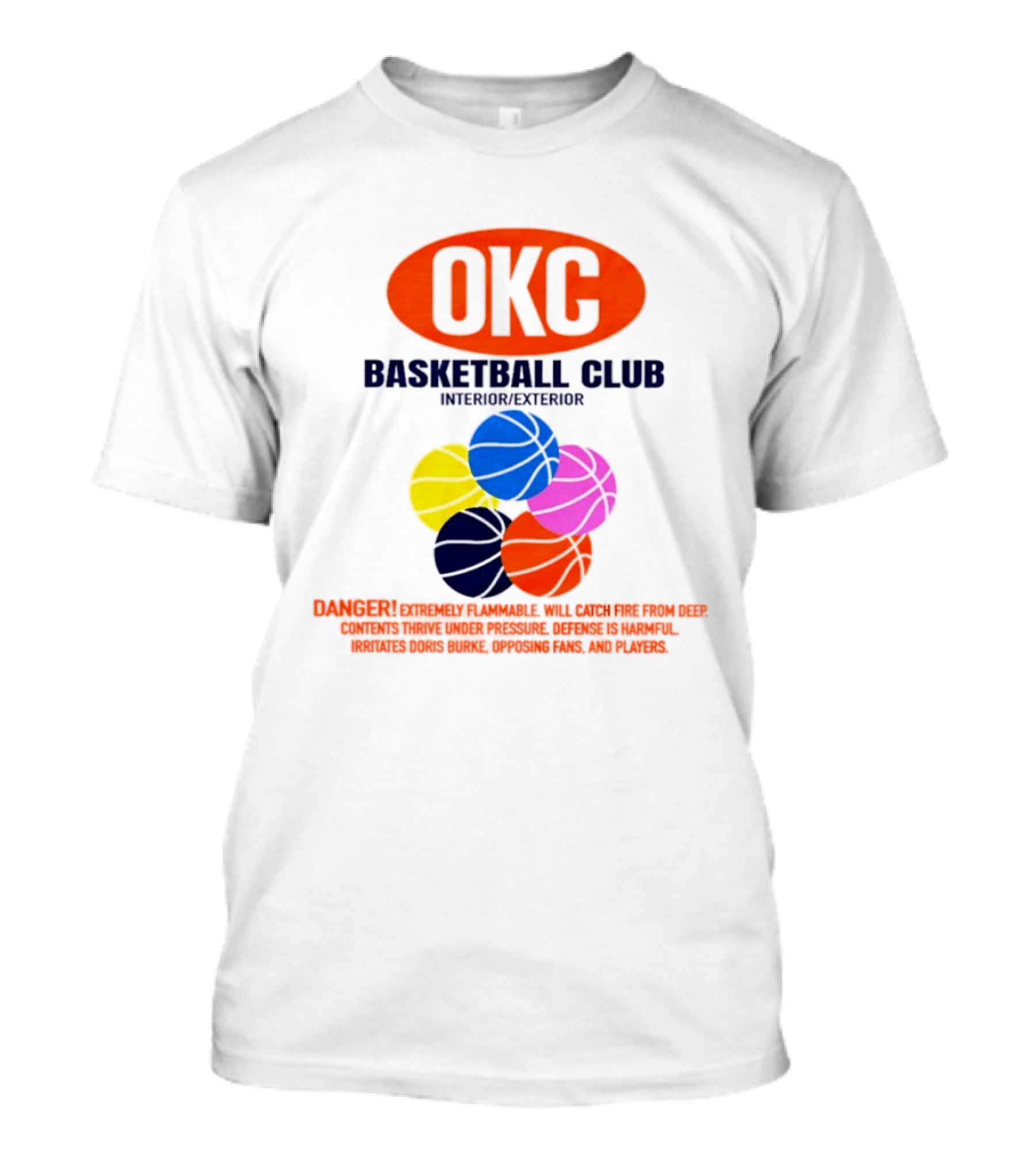 OKC Basketball Club Five Color Interior Exterior Balls T-Shirt