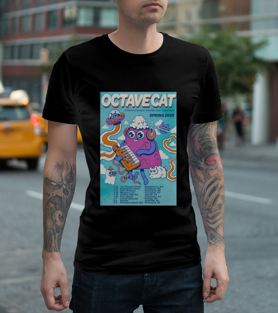 Octave Cat Tour 2026 Eli Winderman Jesse Miller Charlie Patierno T-Shirt