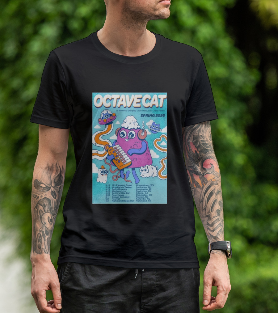 Octave Cat Tour 2026 Eli Winderman Jesse Miller Charlie Patierno T-Shirt