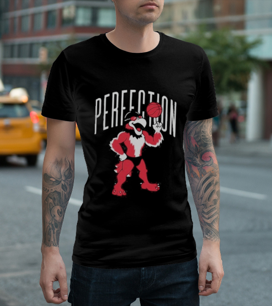 Perfection Basketball Mascot Red And White T-Shirt