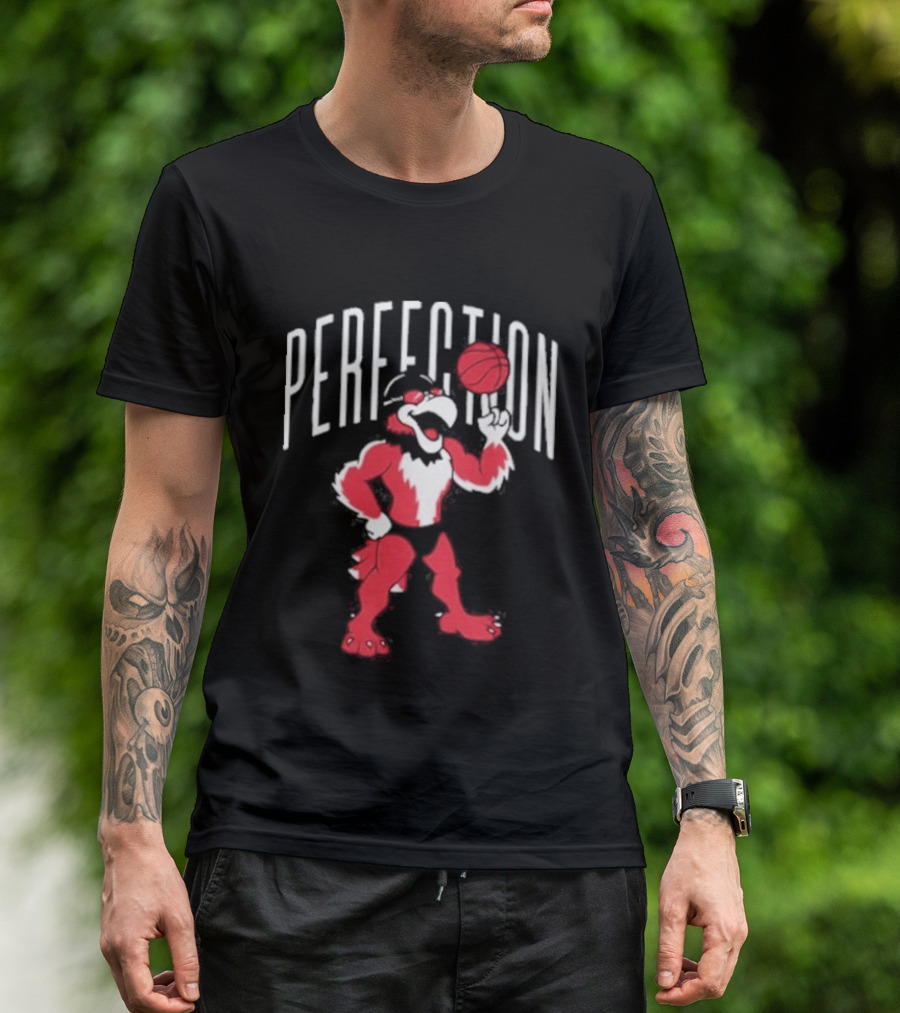 Perfection Basketball Mascot Red And White T-Shirt