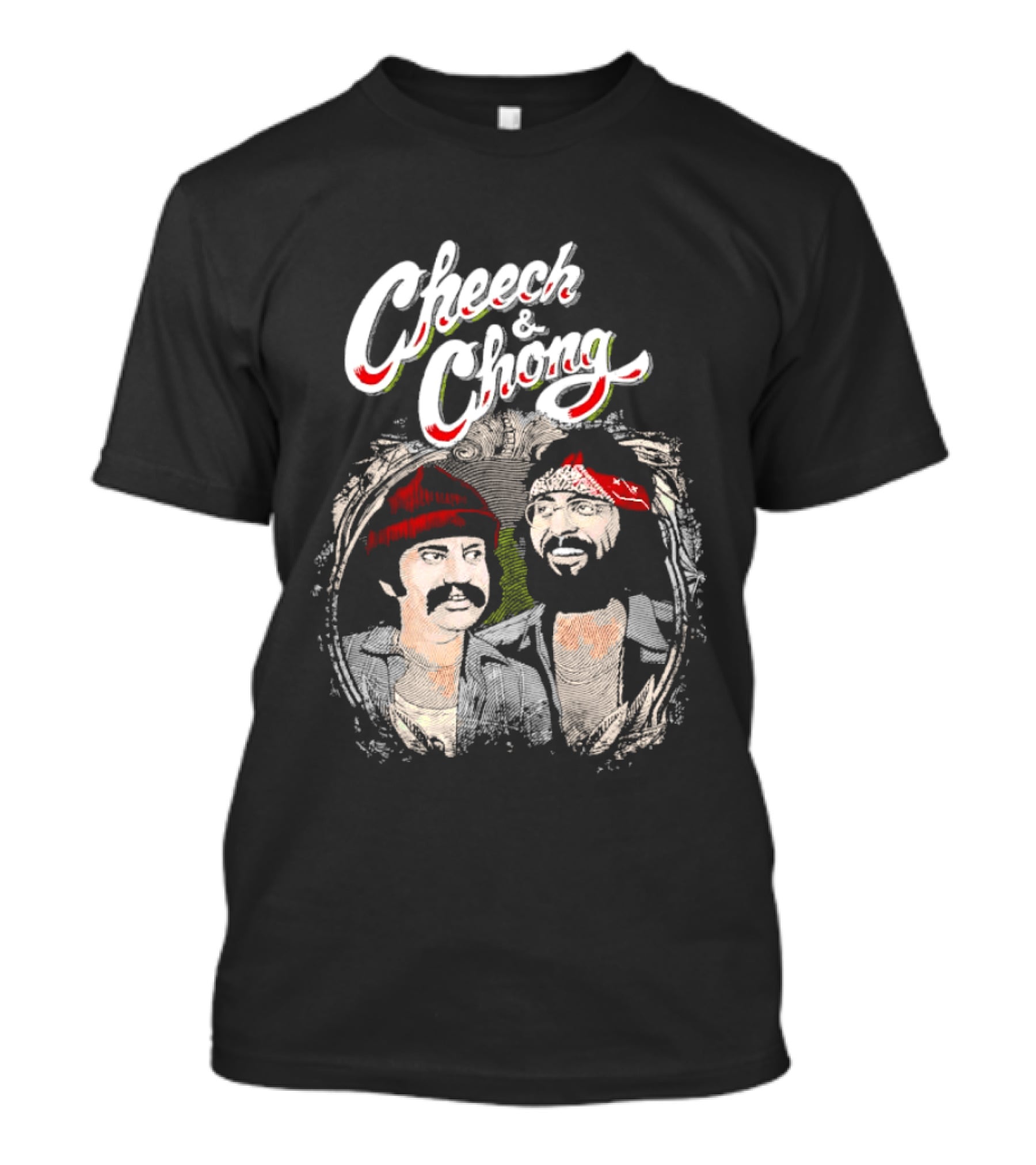 Cheech And Chong Vintage Red Bandana And Beanie Comic Duo T-Shirt