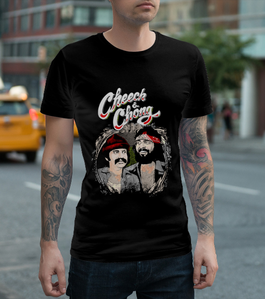 Cheech And Chong Vintage Red Bandana And Beanie Comic Duo T-Shirt