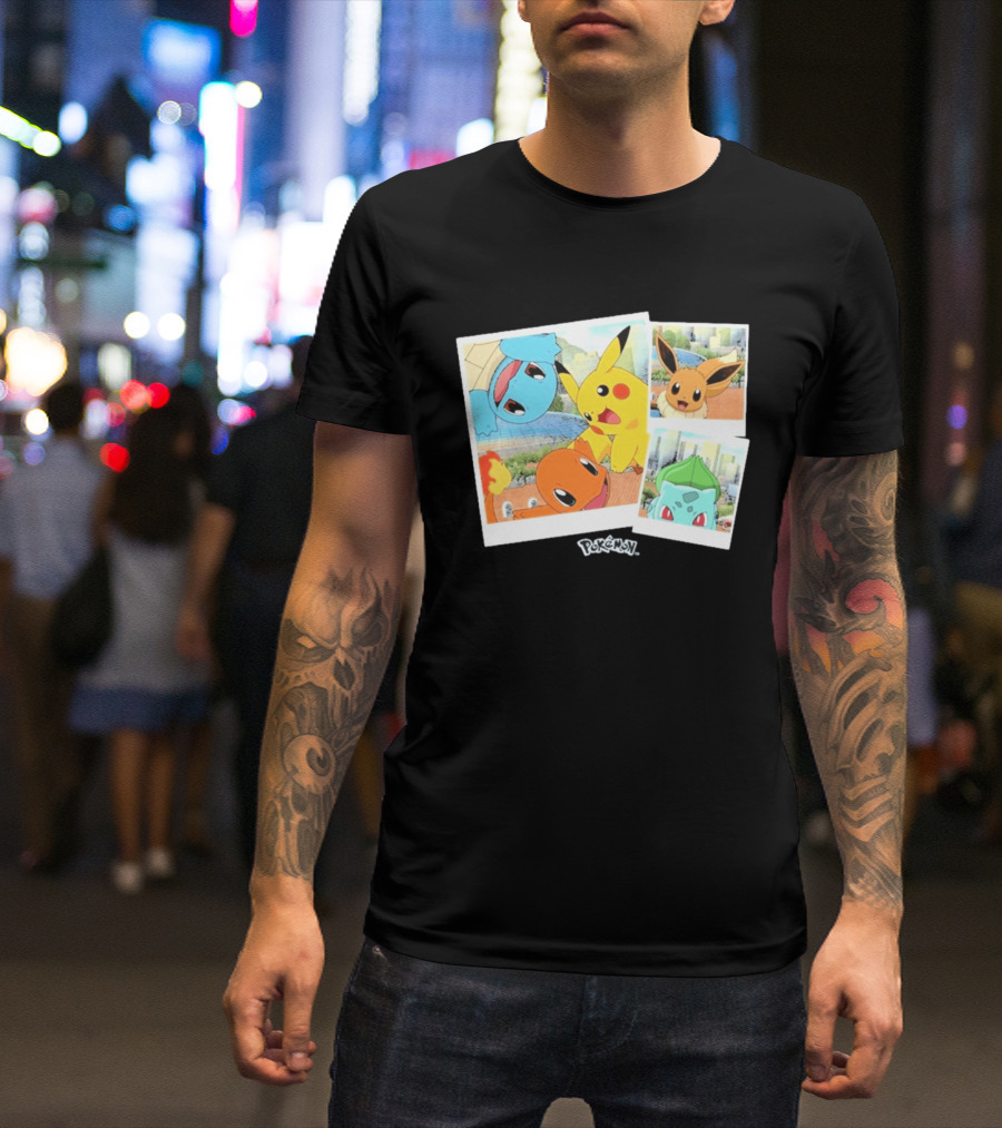 Pokemon Squirtle Pikachu Charmander Waterfront Adventure T-Shirt