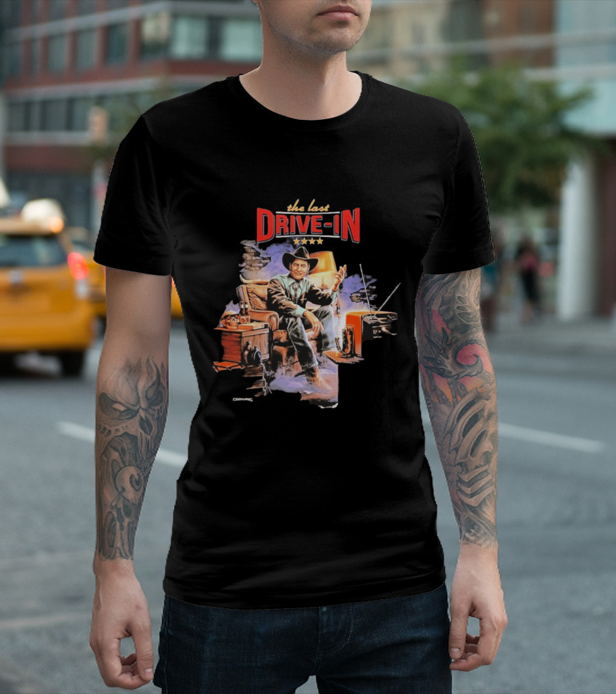 The Last Drive In Cowboy Host With Retro TV And Classic Horror Vibes T-Shirt