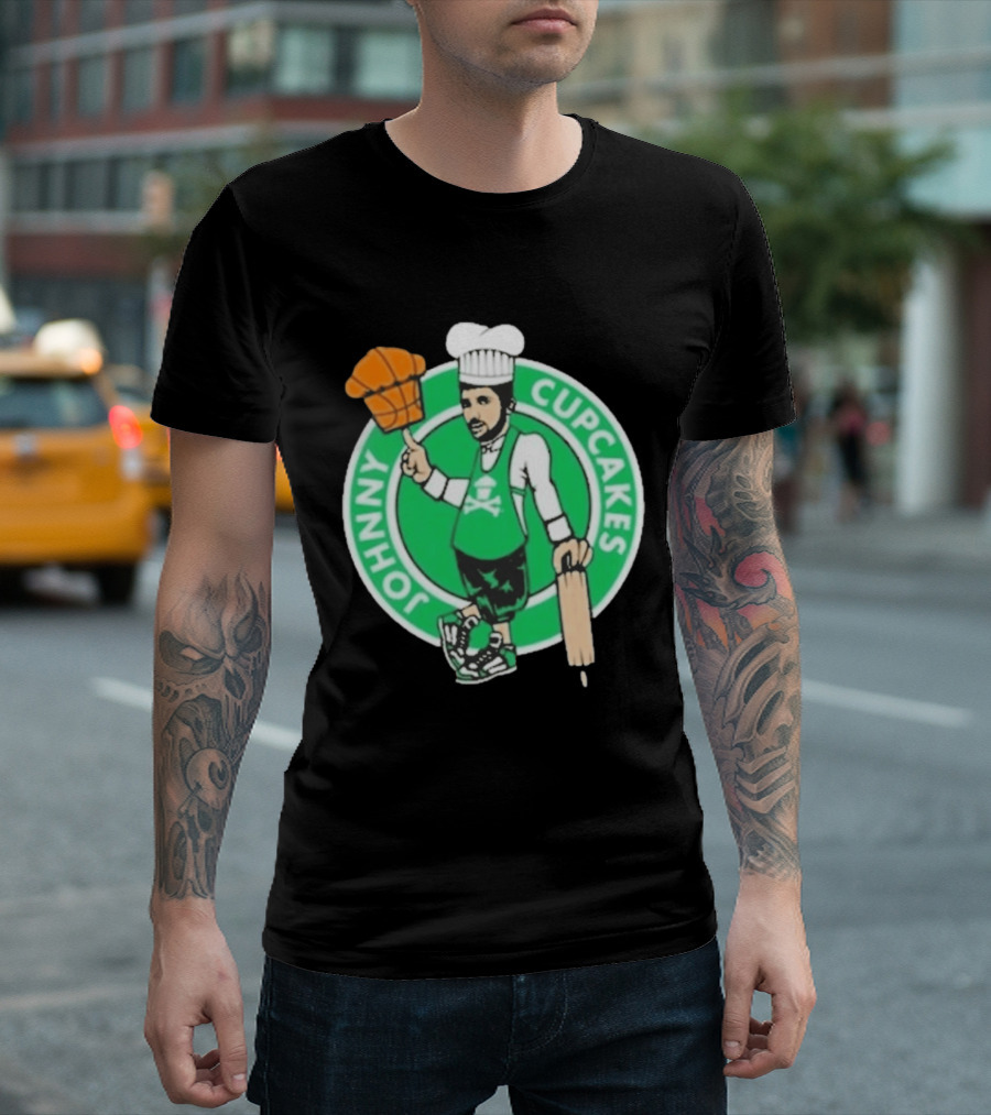 Johnny Cupcakes Chef Basketball Player With Rolling Pin And Basketball Cupcake T-Shirt