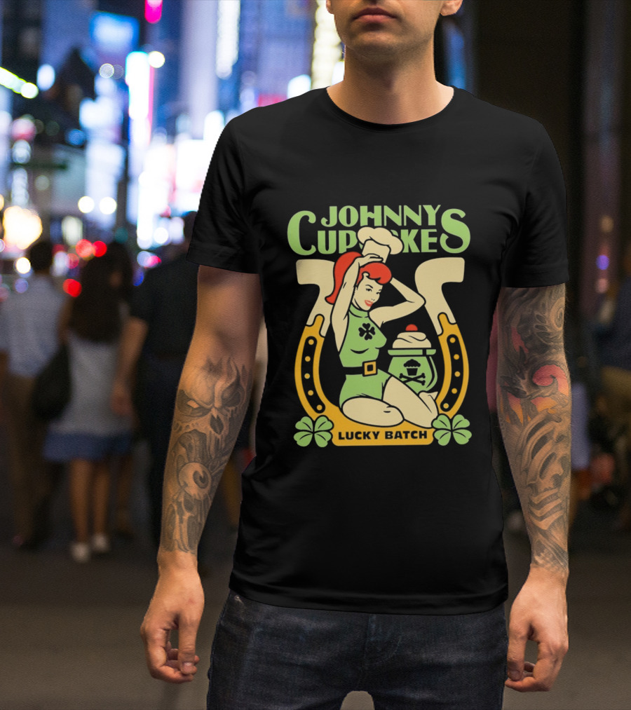Johnny Cupcakes Lucky Batch Pin Up Girl Horseshoe T-Shirt