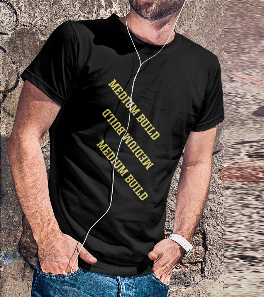 Medium Build Reversed Text Graphics Repetition T-Shirt
