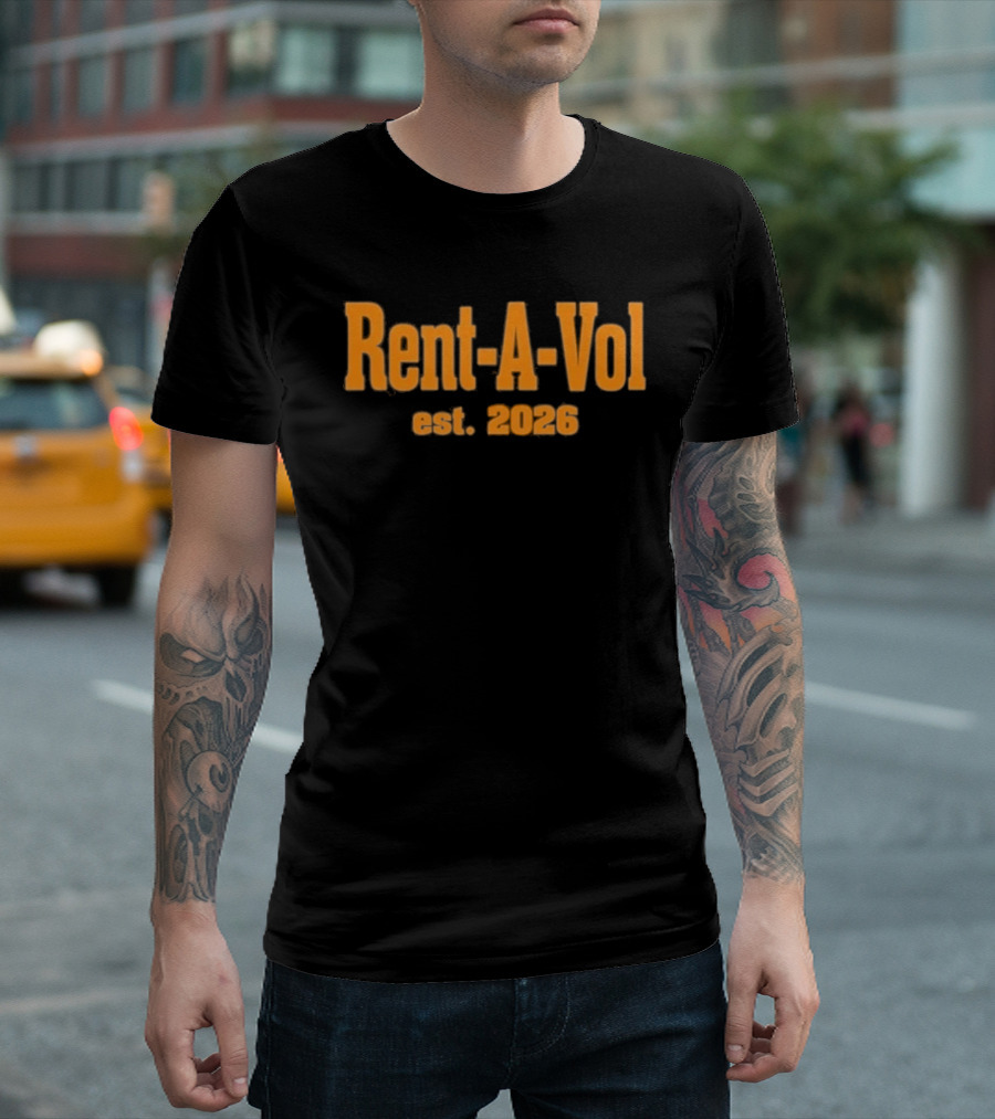 Rent A Vol Est. 2026 Vintage Style Retro Orange Font T-Shirt