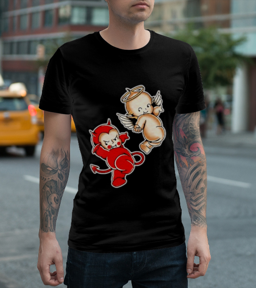 Kewpie Baby Devil Angel Cherubs Vintage Style Cute Cartoon Characters T-Shirt