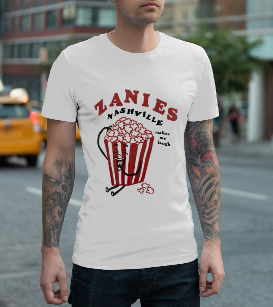 Zanies Nashville Makes Me Laugh Popcorn Cartoon T-Shirt