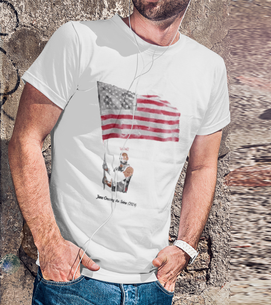 James Crossing The Seine 2024 American Flag T-Shirt
