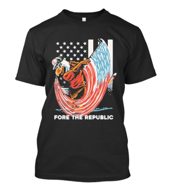Old Row Golf American Flag Swing Fore The Republic T-Shirt