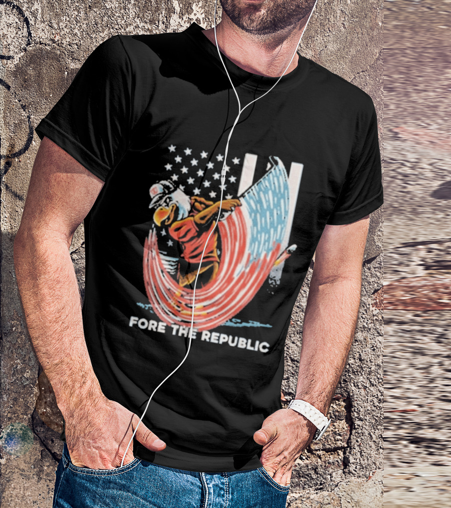 Old Row Golf American Flag Swing Fore The Republic T-Shirt