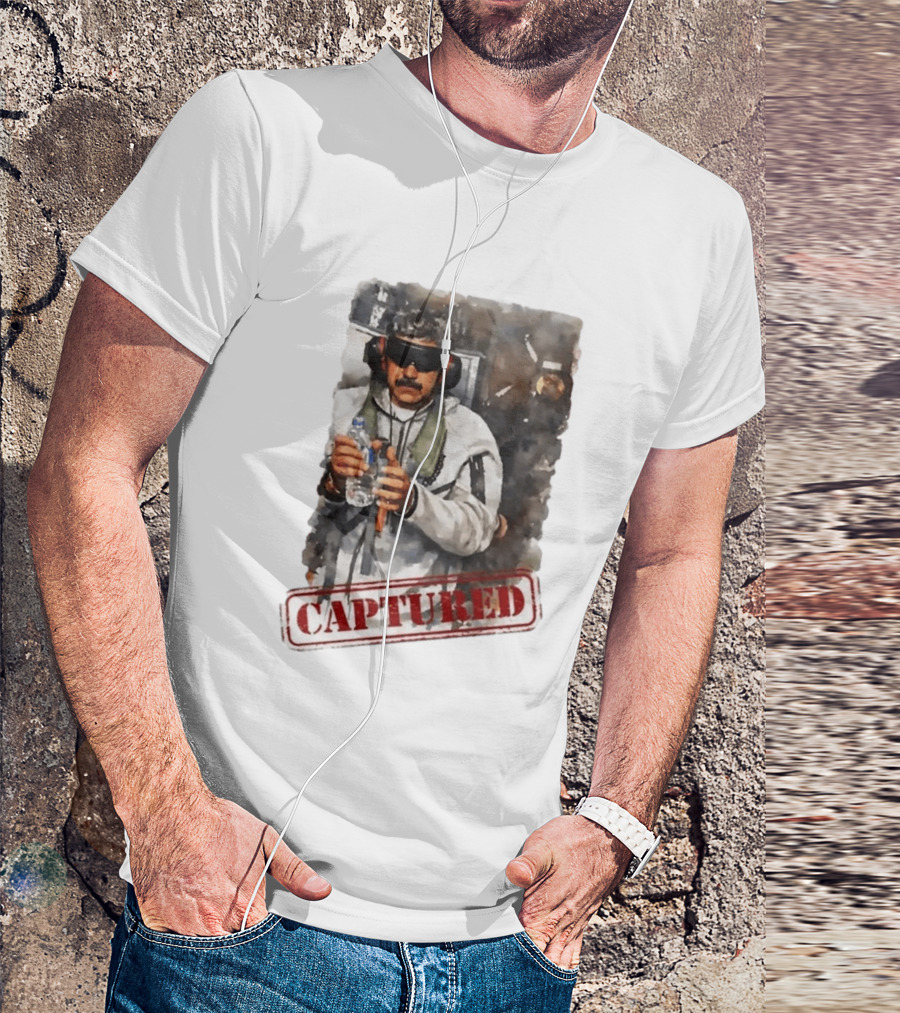 Nicolás Maduro Blindfolded Holding Water Bottle Captured Stamp T-Shirt