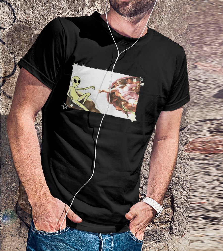 Big And Tall The Creation Of Aliens Extraterrestrial Renaissance Humor T-Shirt