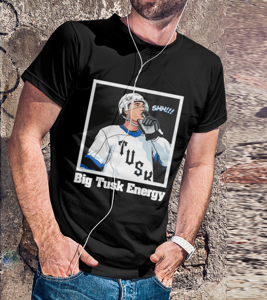 Big Tusk Energy Hockey Shhh Tusk Player White Uniform T-Shirt