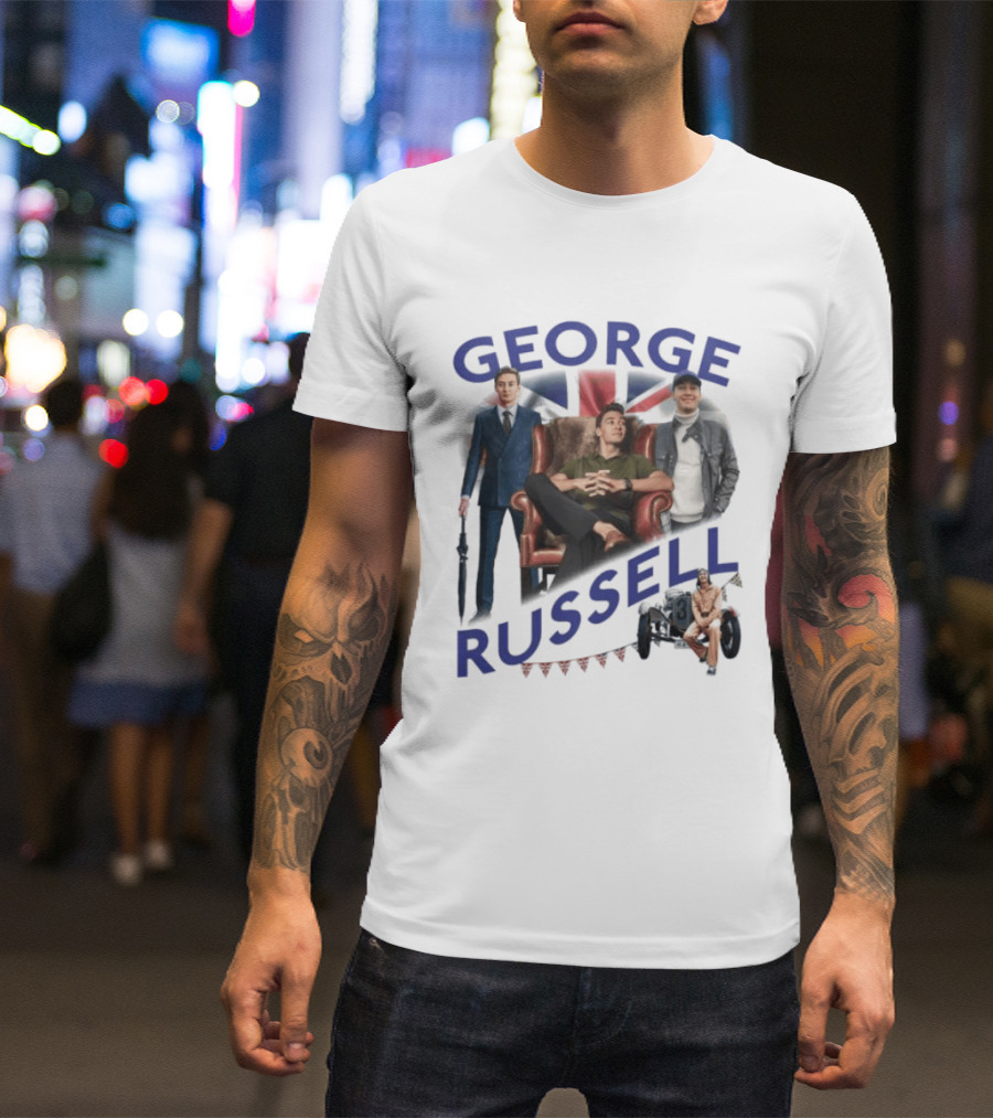 George Russell Formula 1 Driver Fashion And Lifestyle Collage T-Shirt