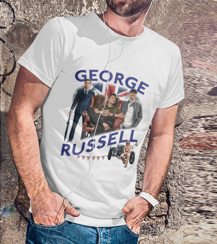 George Russell Formula 1 Driver Fashion And Lifestyle Collage T-Shirt
