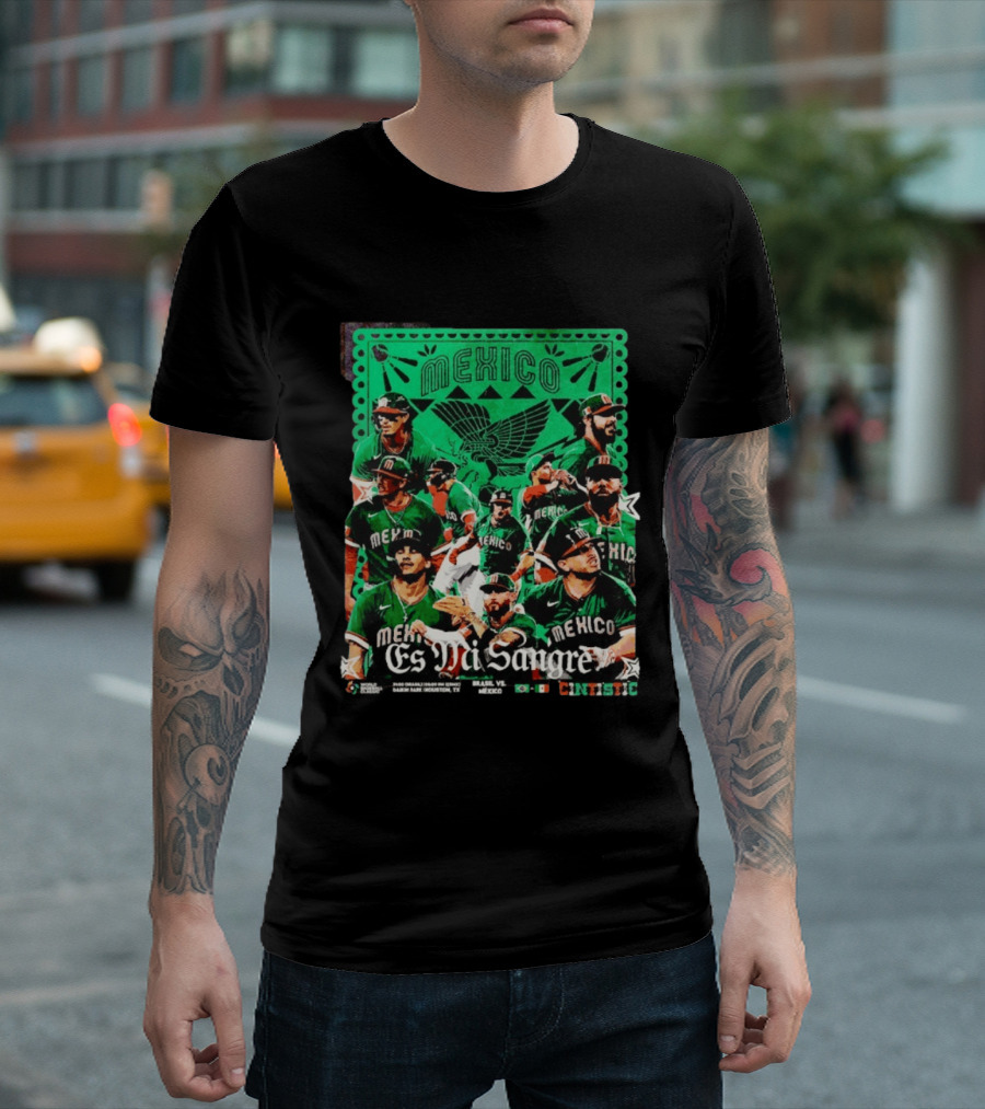 Mexico Es Mi Sangre 2026 World Baseball Classic Brasil Houston Baseball Players T-Shirt