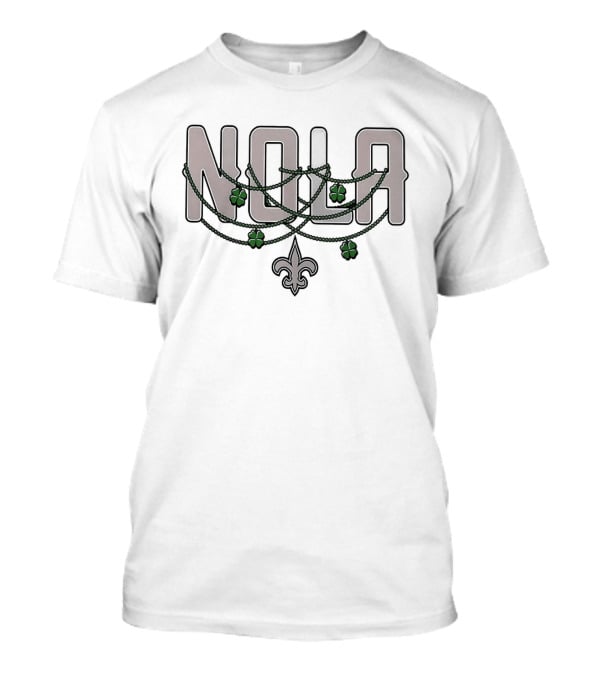 New Orleans Saints NOLA St. Patrick's Day Shamrock Fleur De Lis T-Shirt