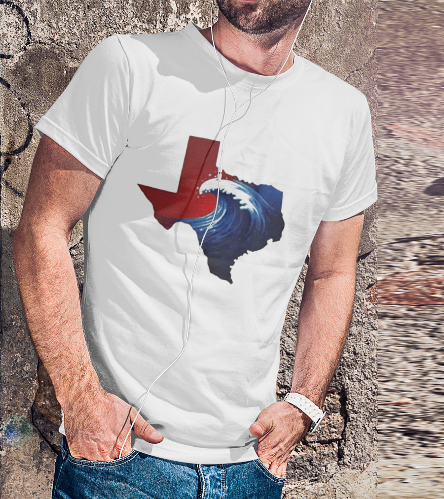 Texas Blue Wave Democrat Red State Map Wave Banner T-Shirt