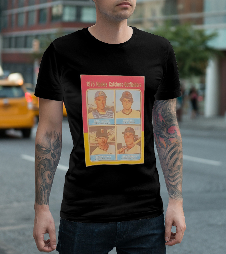 1975 Rookie Catchers Outfielders Gary Carter Expos Marc Hill Giants Danny Meyer Tigers Leon Roberts Tigers T-Shirt