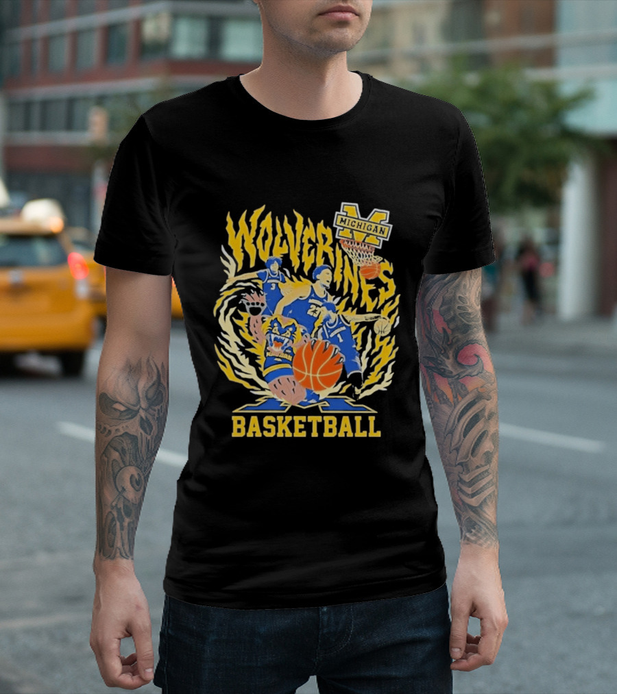 Michigan Wolverines NCAA Final Four 2026 Basketball Players Bear T-Shirt