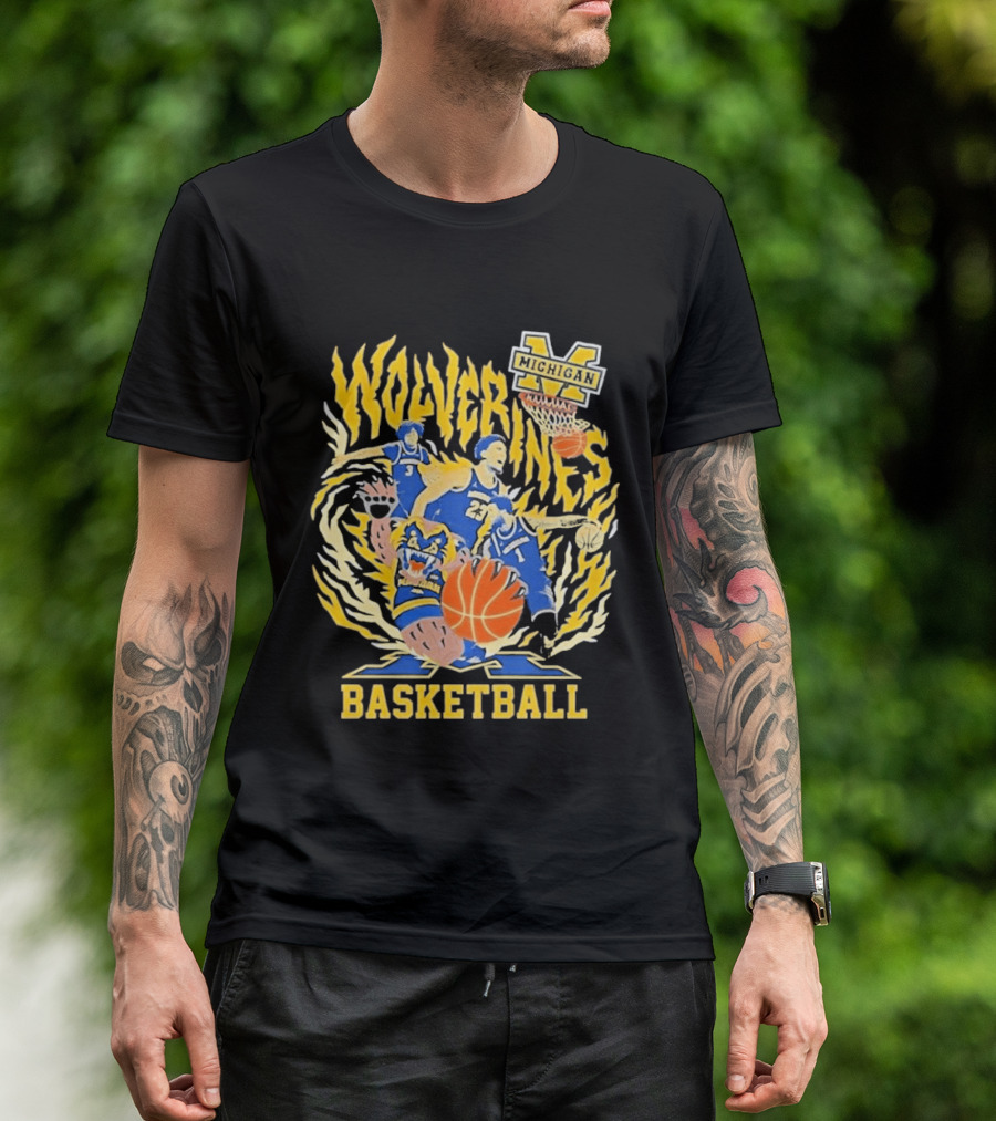 Michigan Wolverines NCAA Final Four 2026 Basketball Players Bear T-Shirt