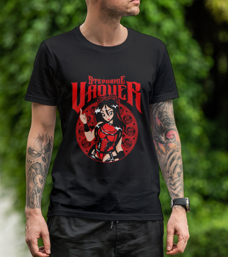 Stephanie Vaquer WWE Anime Style Character Art Red Lettering T-Shirt