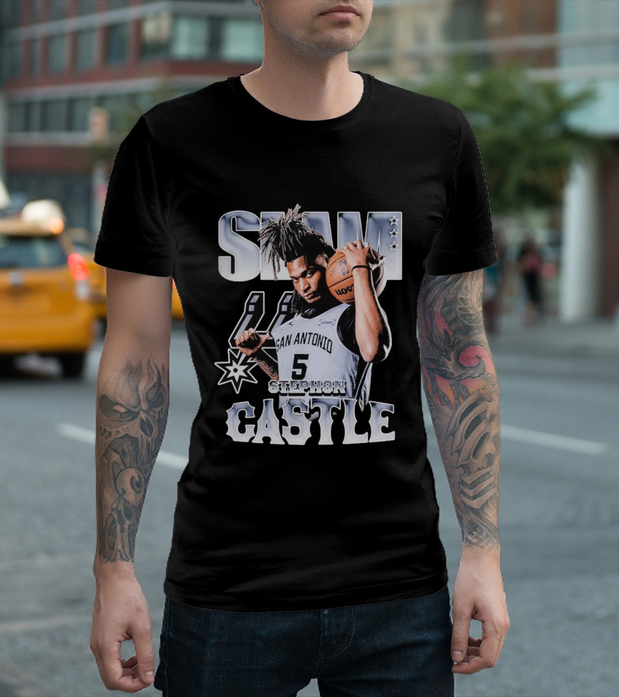 San Antonio Spurs Stephon Castle Slam Basketball T-Shirt