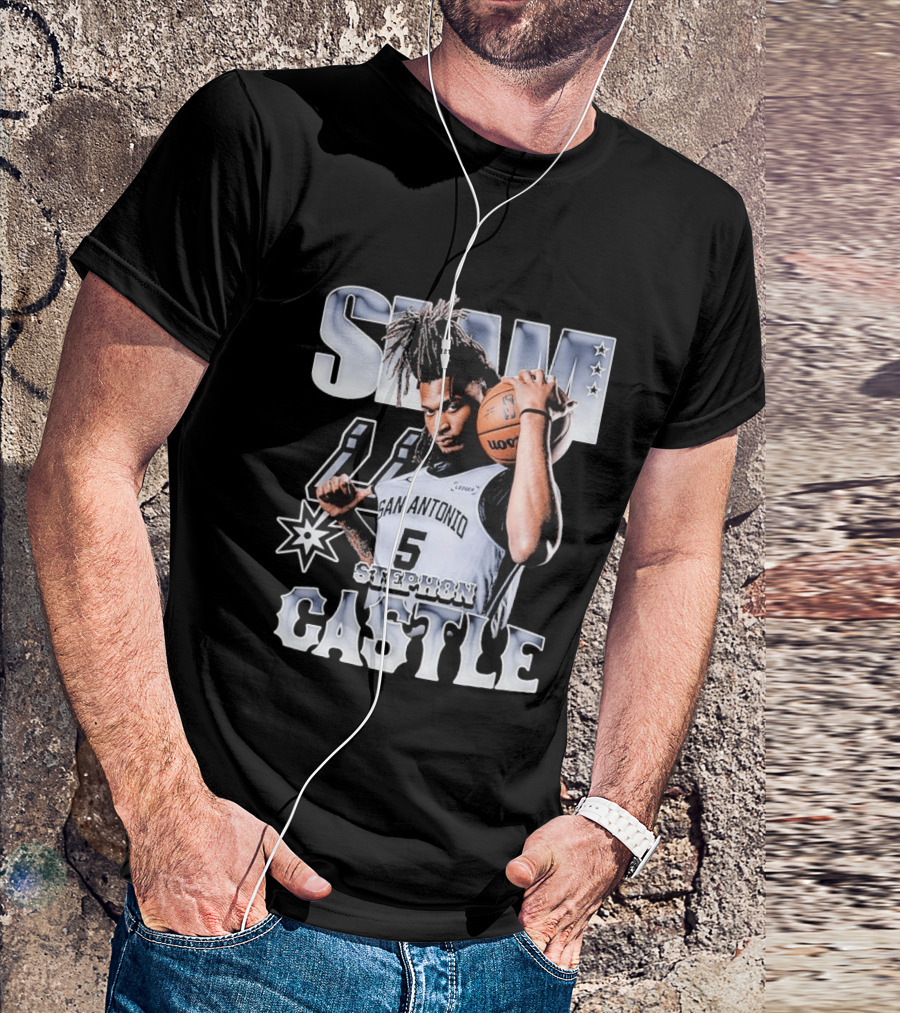 San Antonio Spurs Stephon Castle Slam Basketball T-Shirt