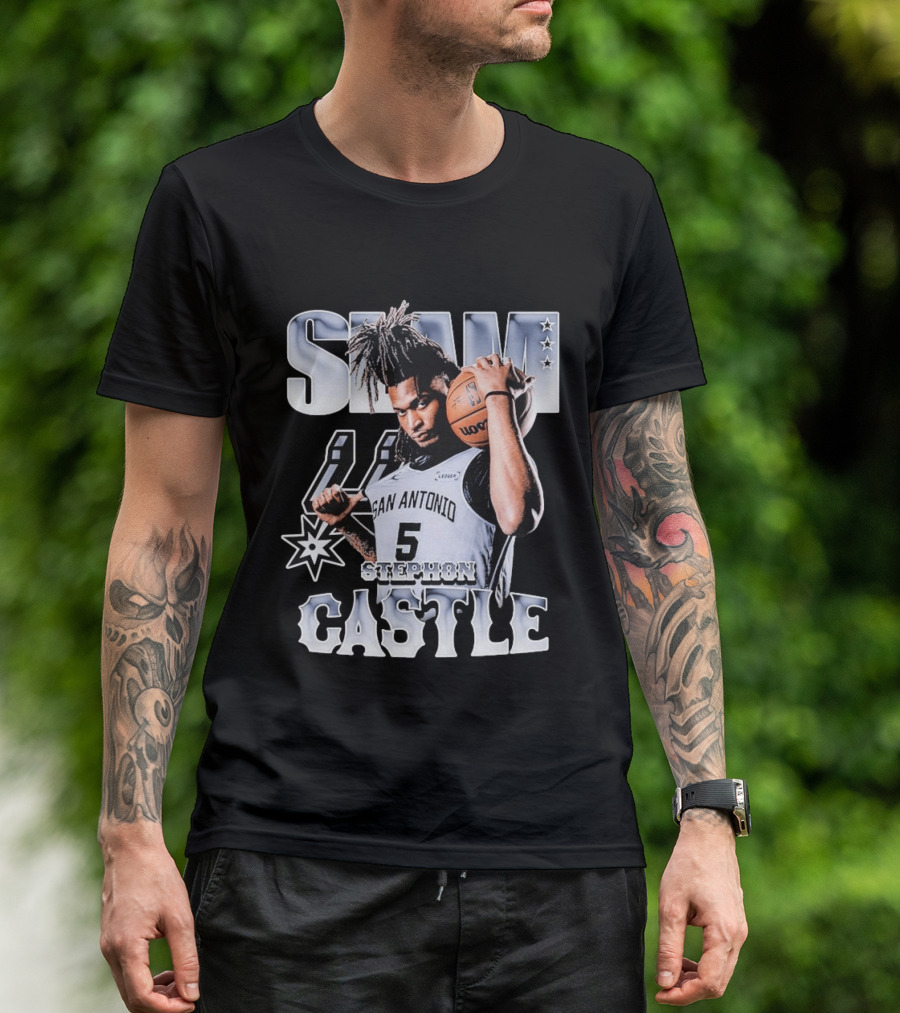 San Antonio Spurs Stephon Castle Slam Basketball T-Shirt