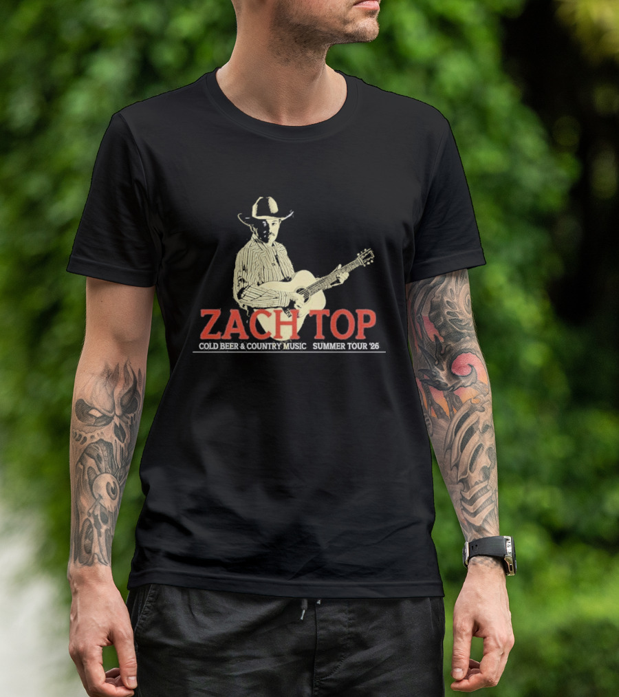 Zach Top Cold Beer Country Music Summer Tour 2026 Cowboy Guitar T-Shirt