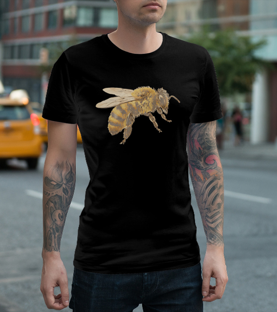 Honey Bee Realistic Illustration Detailed Insect T-Shirt