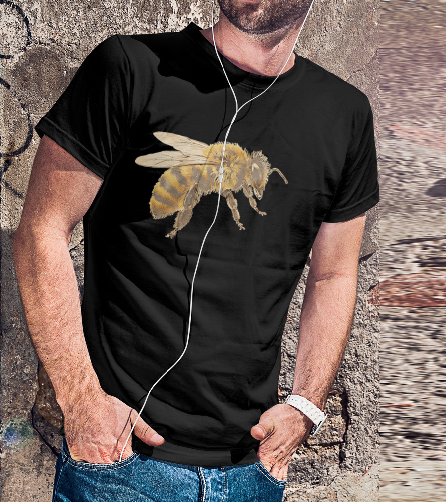 Honey Bee Realistic Illustration Detailed Insect T-Shirt