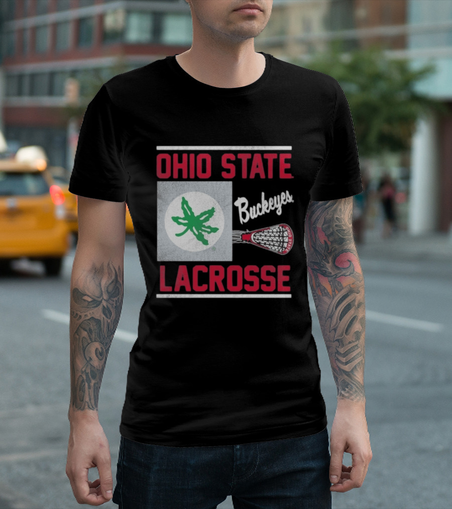 Ohio State Buckeyes Lacrosse Team Stick With Green Leaf T-Shirt