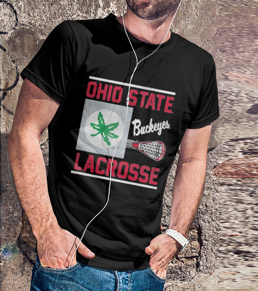 Ohio State Buckeyes Lacrosse Team Stick With Green Leaf T-Shirt