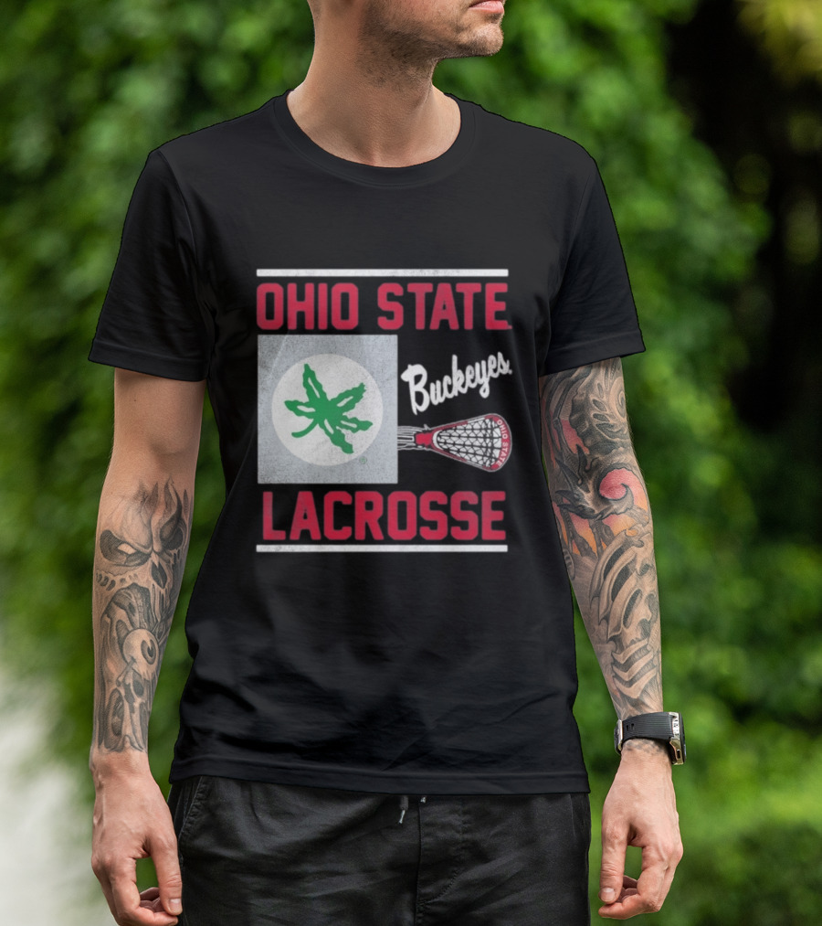 Ohio State Buckeyes Lacrosse Team Stick With Green Leaf T-Shirt