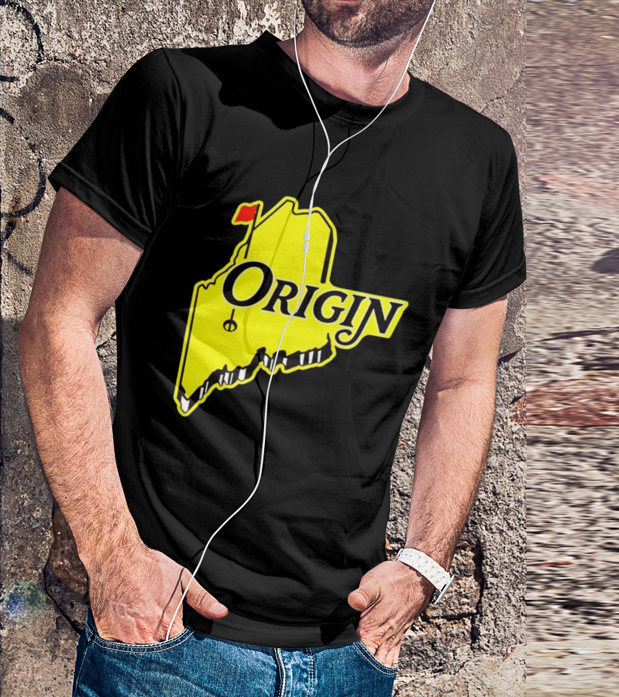 Origin USA Masters Golf Yellow Maine Flag Map T-Shirt
