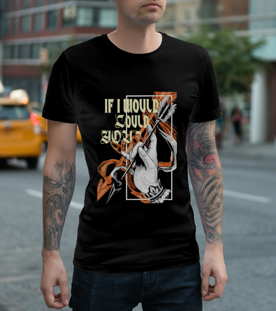 If I Would Could You Retro Hand Drawn Arrow Motif T-Shirt