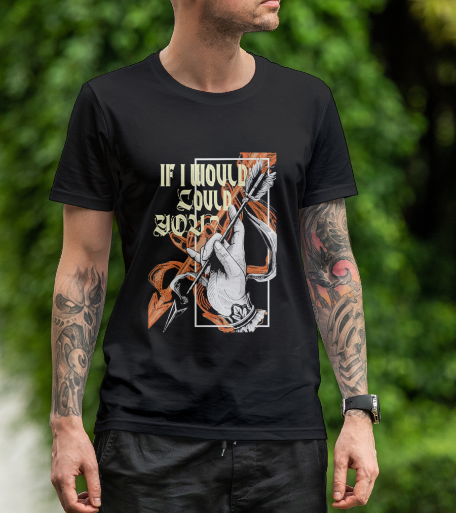 If I Would Could You Retro Hand Drawn Arrow Motif T-Shirt