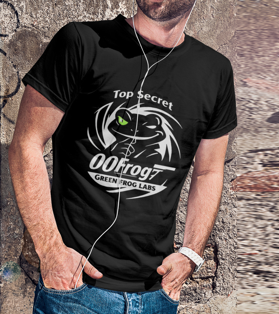 Top Secret 00Frog7 Green Frog Labs Covert Agent Frog T-Shirt