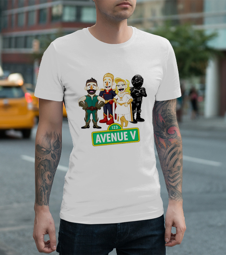 123 Avenue V Cartoon Characters Crossover Ensemble T-Shirt