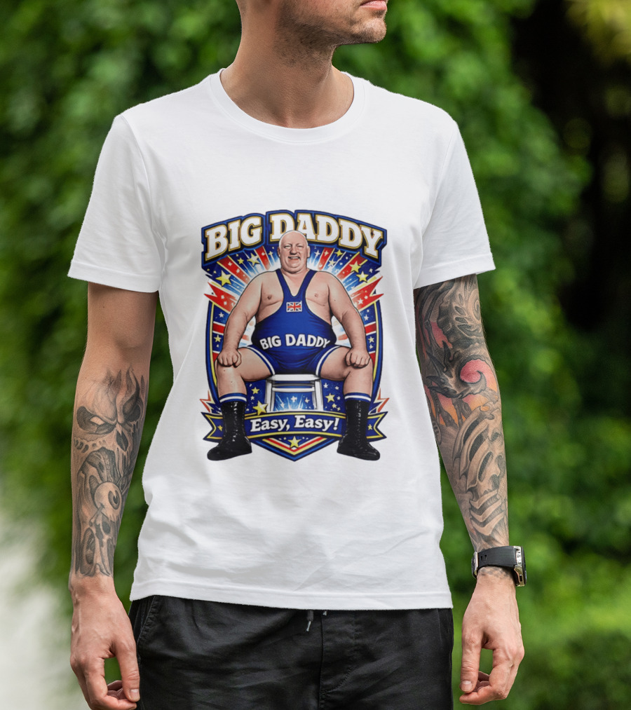 Big Daddy Easy Easy British Wrestler Stars Stripes T-Shirt