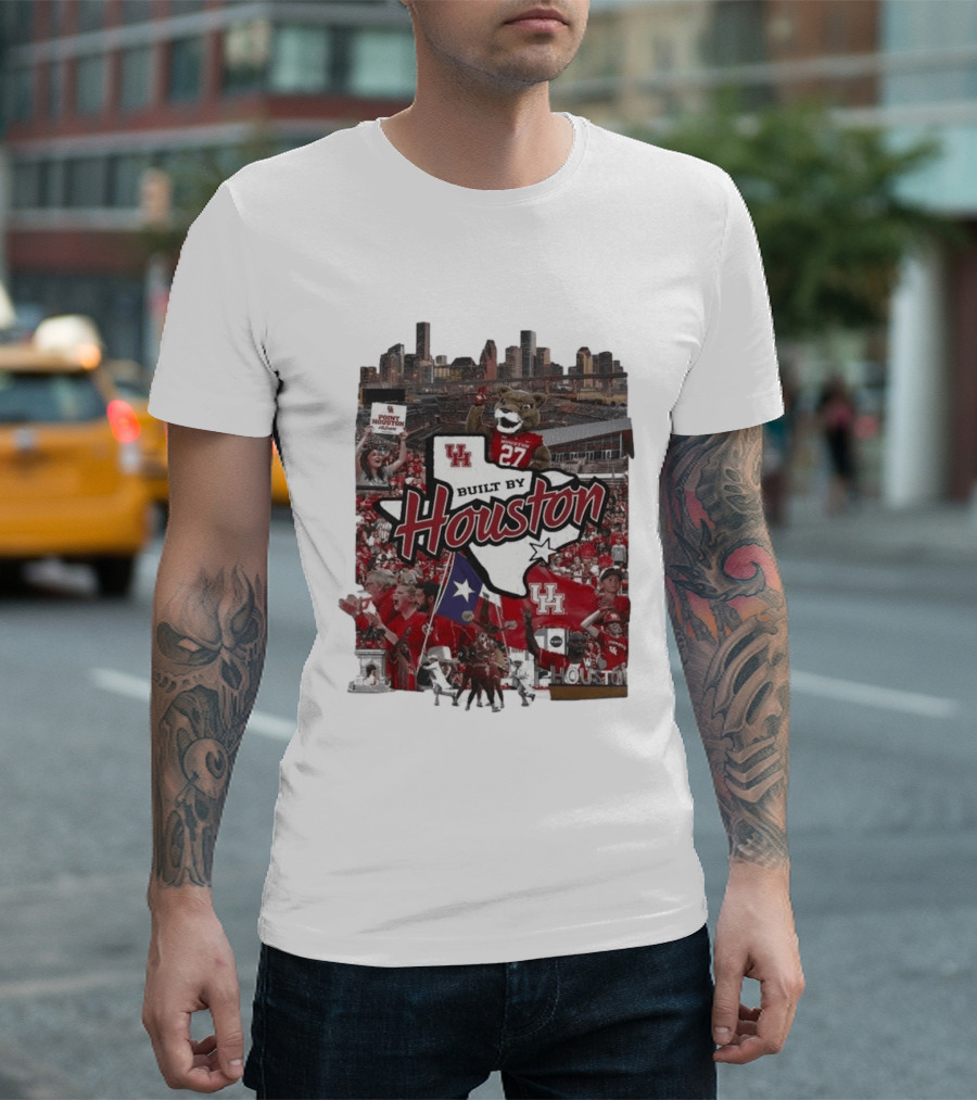 University Of Houston Cougar Pride Built By Houston Athletics City Skyline T-Shirt
