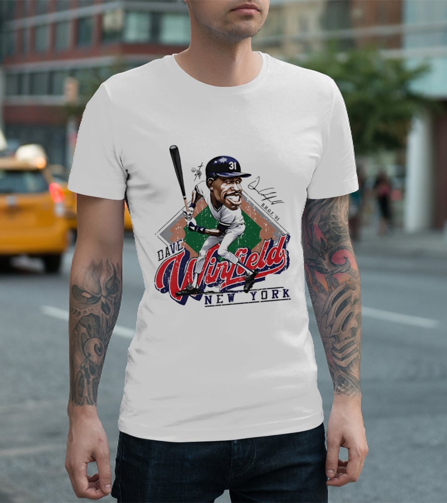 Dave Winfield New York Yankees Bruce Stark Collection Caricature MLB H.O.F. 2001 T-Shirt