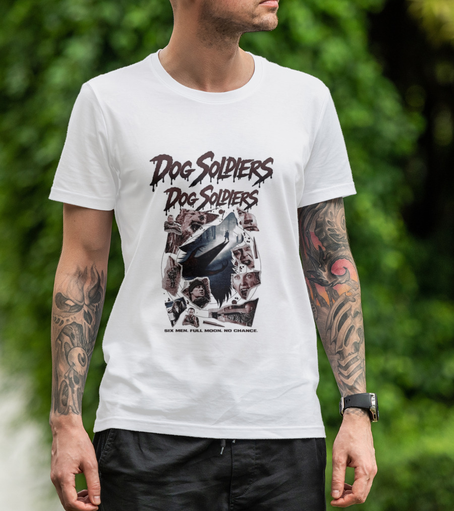 Dog Soldiers Horror Movie Inspired Design With Dramatic Red And Blue T-Shirt