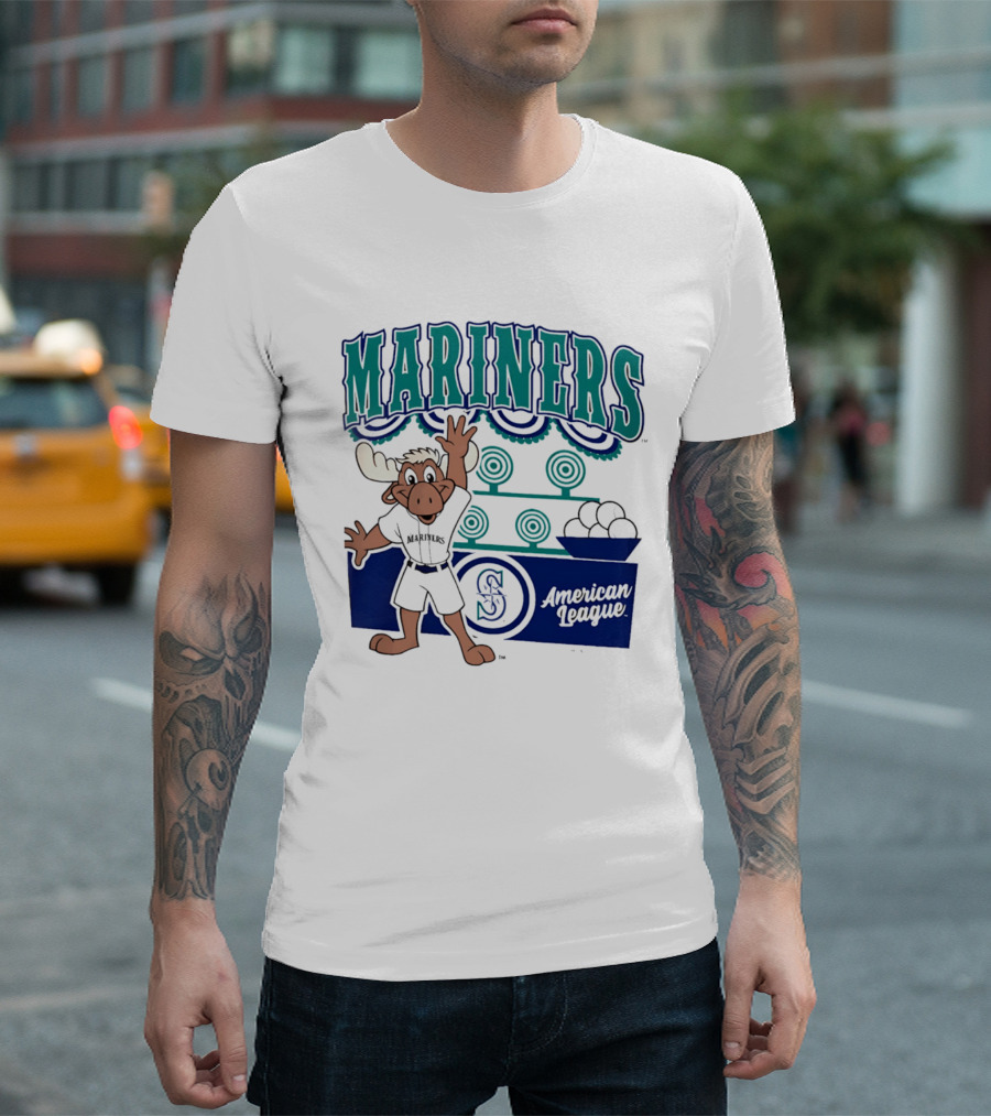 Seattle Mariners Moose Mascot American League 2026 Step Back Up T-Shirt