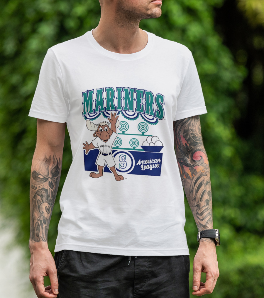 Seattle Mariners Moose Mascot American League 2026 Step Back Up T-Shirt